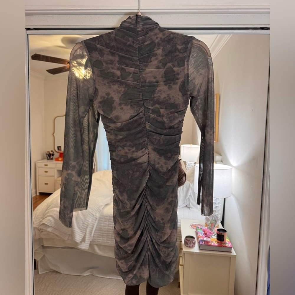 Zara Mesh Ruched Mini Dress - Picture 4 of 7